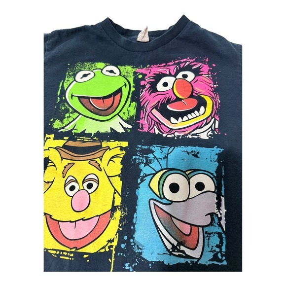 Spectra Apparel Muppets Graphic Tee Kids Size 7 Kermit Animal Fozzie Gonzo Black - Picture 3 of 6